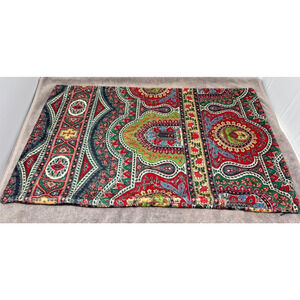 Pottery Barn Velvet Lumbar 16 x 26" Pillow Cover Cotton Blnd Boho Red/Green/Blue